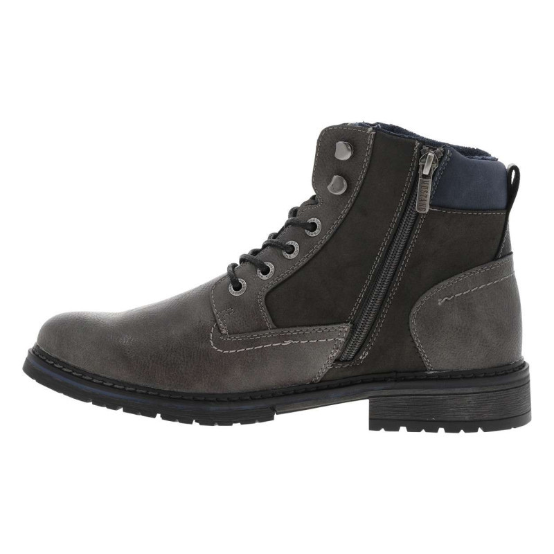 Mustang - Bottines Grises à Talon Décroché Bas Avec Un Logo Embossé Au Talon - Grises Mustang - Bottines Grises à Talon Décroché Bas Avec Un Logo Embossé Au Talon - Grises