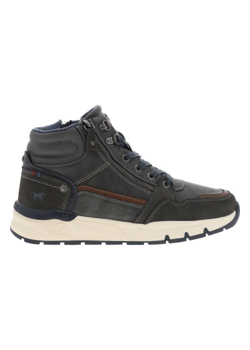 Baskets running grises à talon plat avec un zip et des lacets ronds