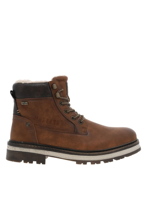 Bottines brunes à talon décroché bas avec une doublure en maille sherpa