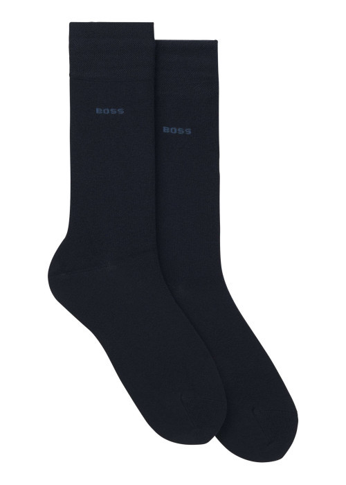 Lot de 2 paires de chaussettes hautes en coton bleu marine unies