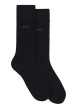 Thumbnail Lot de 2 paires de chaussettes hautes en coton noires unies avec logo imprimé