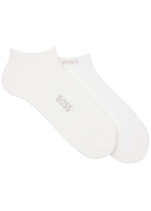 Lot de 2 paires de chaussettes basses en coton blanches unies