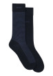 Thumbnail Lot de 2 paires de chaussettes hautes en coton bleu marine rayées