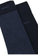 Thumbnail Lot de 2 paires de chaussettes hautes en coton bleu marine rayées - Image 2