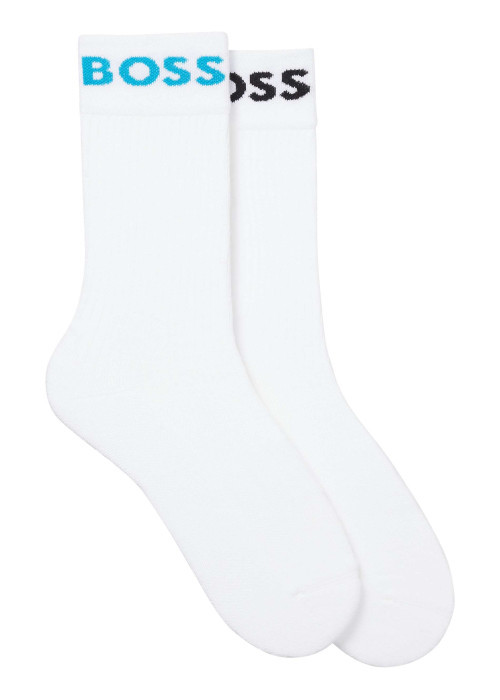 Lot de 2 paires de chaussettes hautes en coton mélangé blanches unies