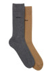 Thumbnail Lot de 2 paires de chaussettes hautes en coton beiges et grises unies