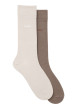 Thumbnail Lot de 2 paires de chaussettes hautes en coton marron et beiges unies
