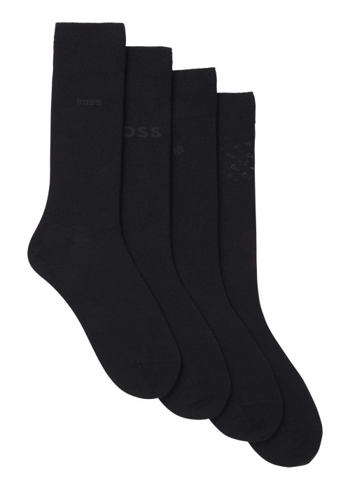 Lot de 4 paires de chaussettes hautes en coton mélangé noires unies