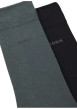 Thumbnail Lot de 2 paires de chaussettes hautes en coton noires et vertes unies - Image 2