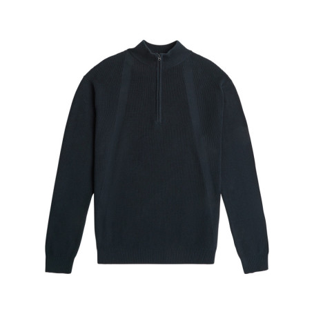 Pull en coton bleu marine en maille côtelée...