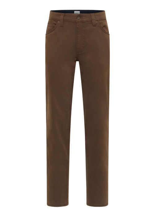 Jean Tramper Straight en coton marron uni avec une coupe droite