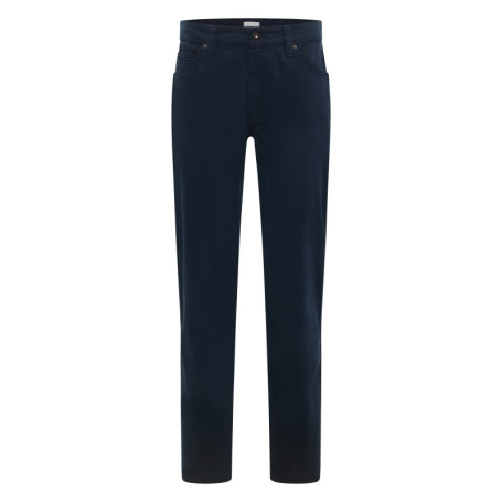 Jean Tramper Straight en coton marine uni avec...