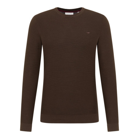Pull en coton chocolat uni avec une coupe...