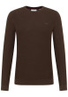 Thumbnail Pull en coton chocolat uni avec une coupe droite et un col rond