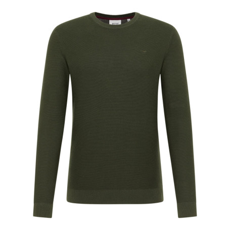 Pull en coton kaki uni avec une coupe droite et...