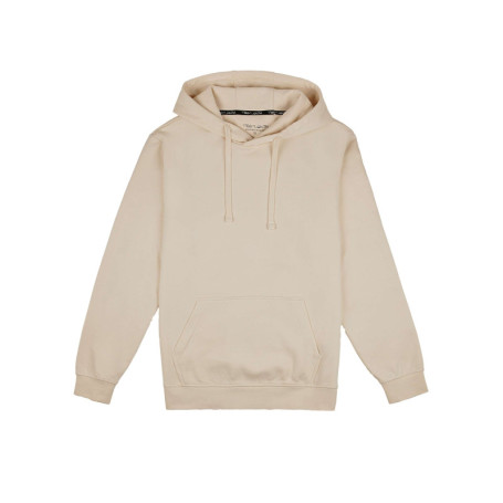Sweat à capuche en coton mélangé ecru uni coupe...