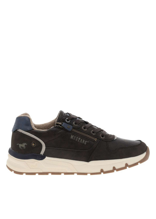 Baskets café à talon plat avec des lacets et un zip latéral