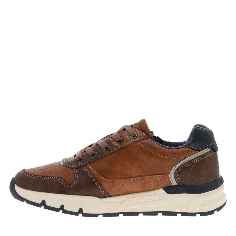Mustang - Baskets Cognac à Talon Plat Avec Des Lacets Et Un Zip Latéral - Cognac Mustang - Baskets Cognac à Talon Plat Avec Des Lacets Et Un Zip Latéral - Cognac