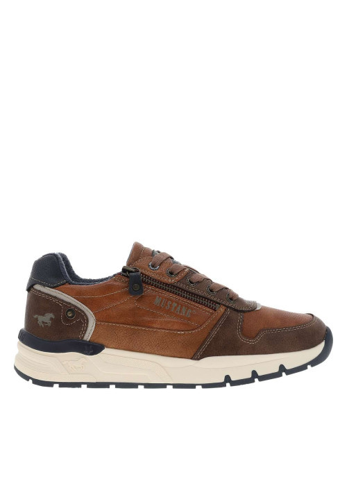Baskets cognac à talon plat avec des lacets et...