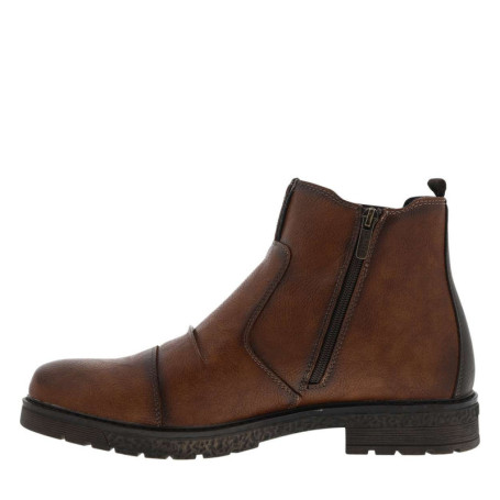 Boots brunes à talon décroché bas avec un zip...
