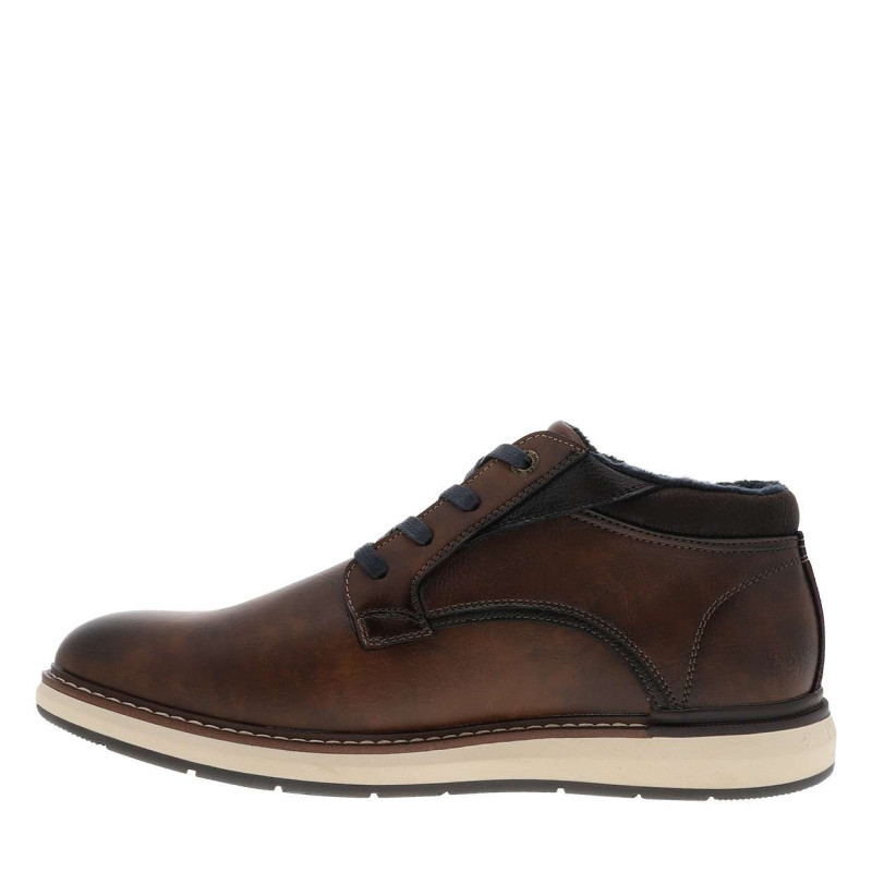 Mustang - Derbies Cognac à Talon Plat Avec Des Lacets Et Doublure Bleu Marine - Cognac Mustang - Derbies Cognac à Talon Plat Avec Des Lacets Et Doublure Bleu Marine - Cognac