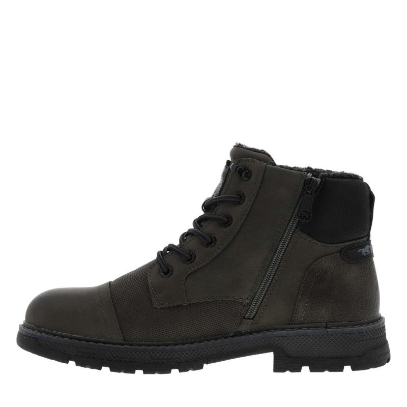 Mustang - Bottines Kaki à Talon Décroché Bas Avec Un Zip Et Des Lacets Ronds - Kaki Mustang - Bottines Kaki à Talon Décroché Bas Avec Un Zip Et Des Lacets Ronds - Kaki