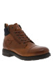 Thumbnail Bottines en cuir cognac à talon décroché bas avec des lacets et un zip latéral - Image 3