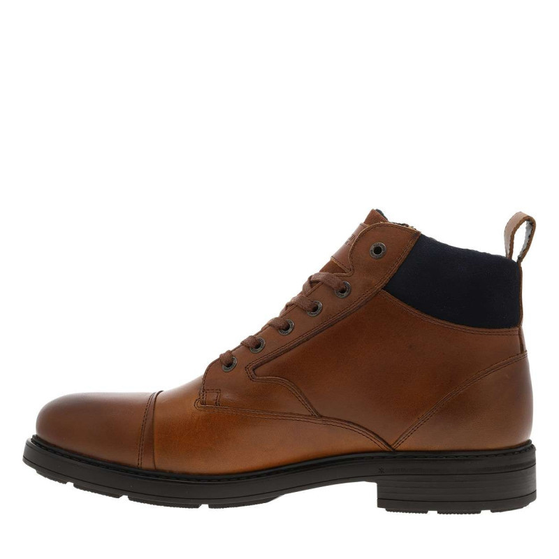 Redskins - Bottines En Cuir Cognac à Talon Décroché Bas Avec Des Lacets Et Un Zip Latéral - Cognac
