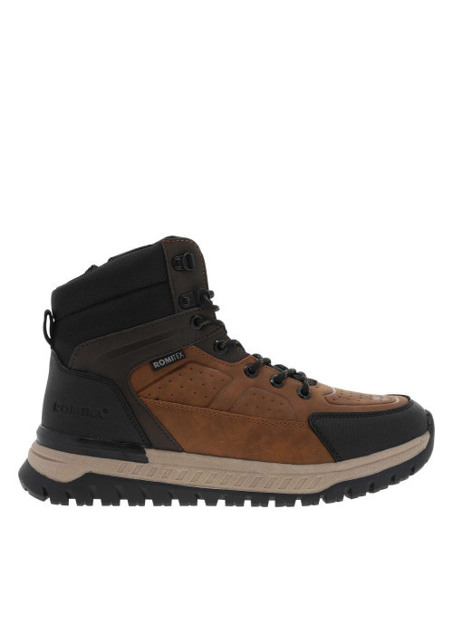 Baskets cognac à talon plat avec un zip et des lacets ronds
