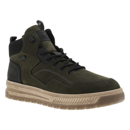 Baskets en cuir kaki à talon plat avec des...
