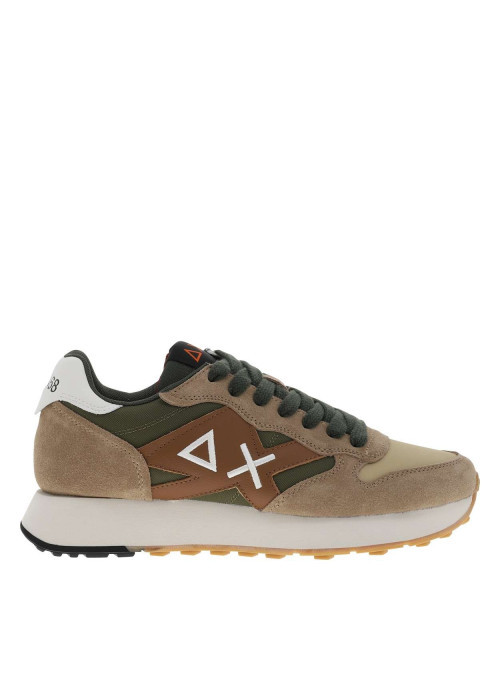 Baskets running beiges à talon plat avec le nom de la marque au talon