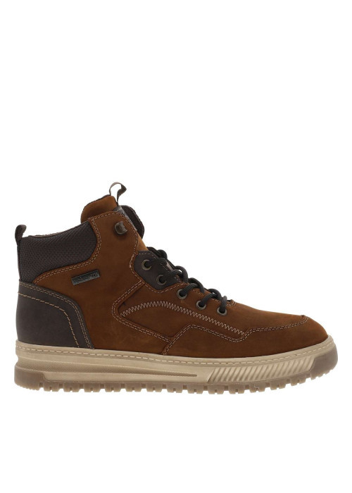 Baskets en cuir noisette à talon plat avec un zip et des lacets ronds