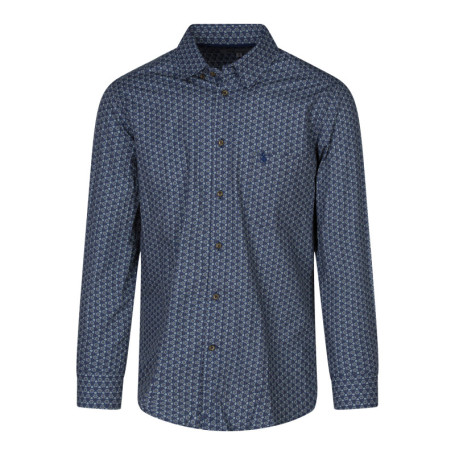 Chemise en coton marine fleuri avec une coupe...