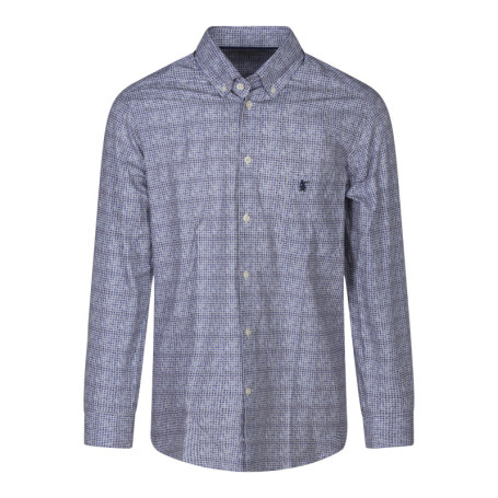 Chemise en coton blanche et marine fleuri avec...