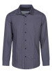 Thumbnail Chemise en coton marine à motifs imprimés avec une coupe ajustée