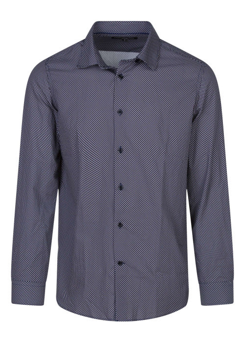 Chemise en coton marine à motifs imprimés avec une coupe ajustée