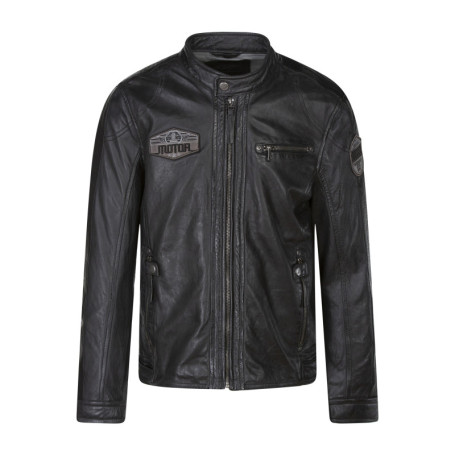 Blouson en cuir de mouton anthracite uni avec...