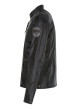 Thumbnail Blouson en cuir de mouton anthracite uni avec une coupe ajustée et un col rond - Image 3