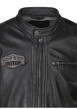 Thumbnail Blouson en cuir de mouton anthracite uni avec une coupe ajustée et un col rond - Image 4