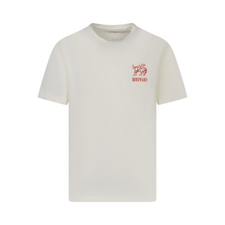 T-shirt en coton blanc avec des imprimés coupe...