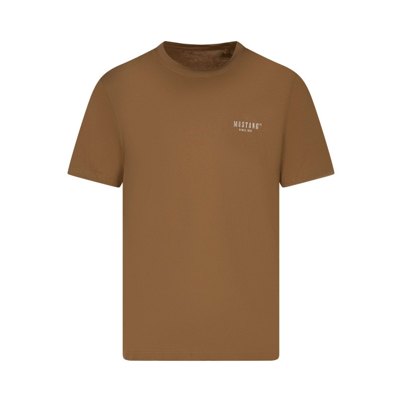 Mustang - T-shirt En Coton Camel Uni Avec Une Coupe Droite Et Un Col Rond - Camel Mustang - T-shirt En Coton Camel Uni Avec Une Coupe Droite Et Un Col Rond - Camel