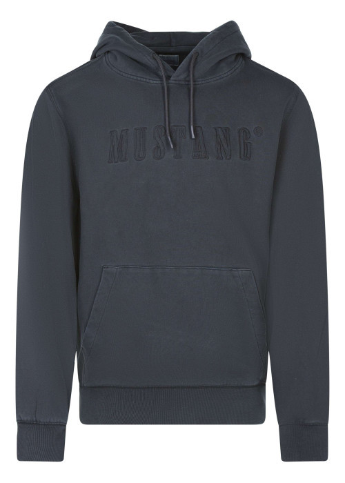 Sweat en coton noir uni avec une coupe droite et un col à capuche