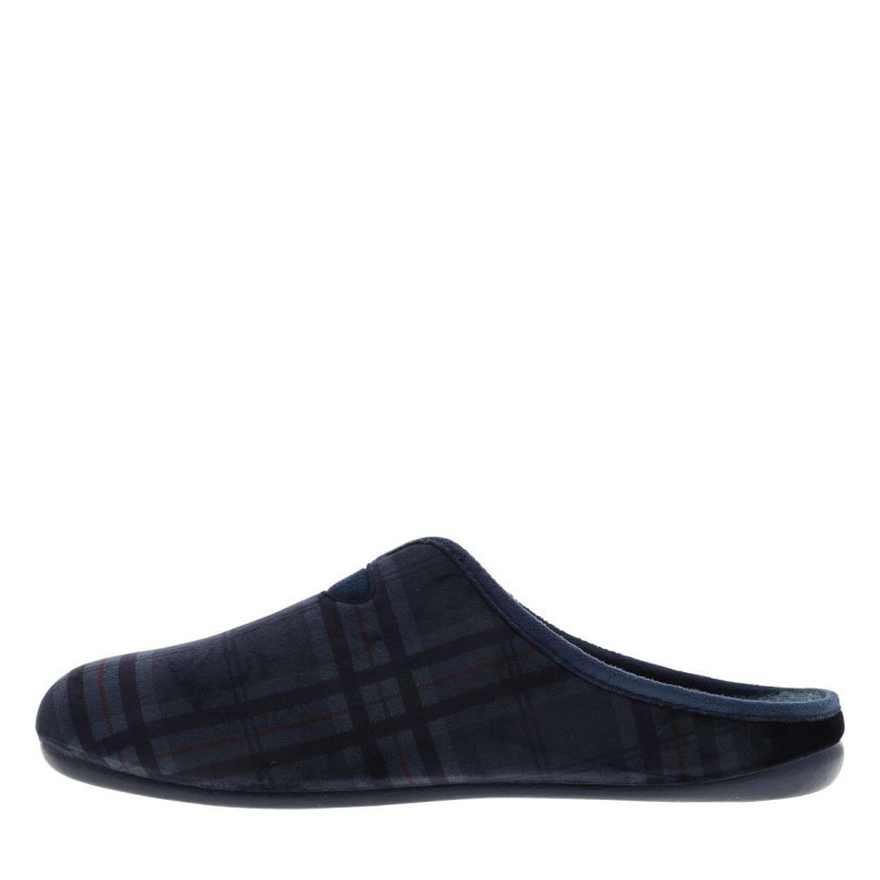 La Maison De L'espadrille - Mules Bleues Marine Avec Un Talon Plat Et Imprimé à Carreaux - Bleu Marine La Maison De L'espadrille - Mules Bleues Marine Avec Un Talon Plat Et Imprimé à Carreaux - Bleu Marine