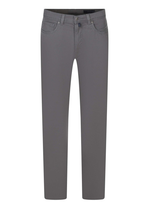 Jean gris uni coupe droite avec une fermeture avec un zip et un bouton