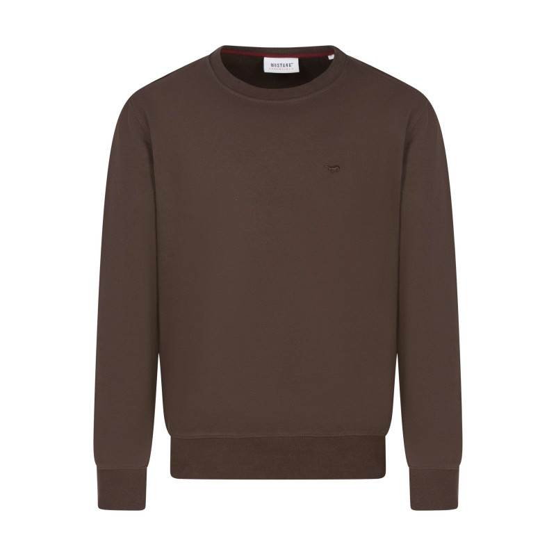 Mustang - Sweat En Coton Marron Uni Avec Une Coupe Droite Et Un Col Rond - Marron Mustang - Sweat En Coton Marron Uni Avec Une Coupe Droite Et Un Col Rond - Marron