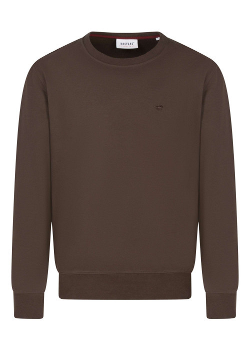 Sweat en coton marron uni avec une coupe droite et un col rond