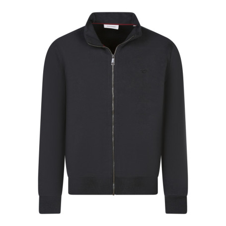 Sweat zippé en coton noir uni avec une coupe...