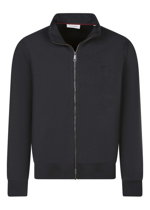 Sweat zippé en coton noir uni avec une coupe droite et une fermeture zippée