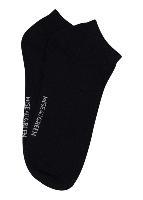 Chaussettes basses en coton biologique noires ornées du nom de la marque