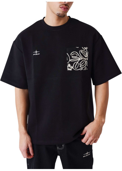 T-shirt noir uni avec une coupe ajustée un col rond et des manches courtes